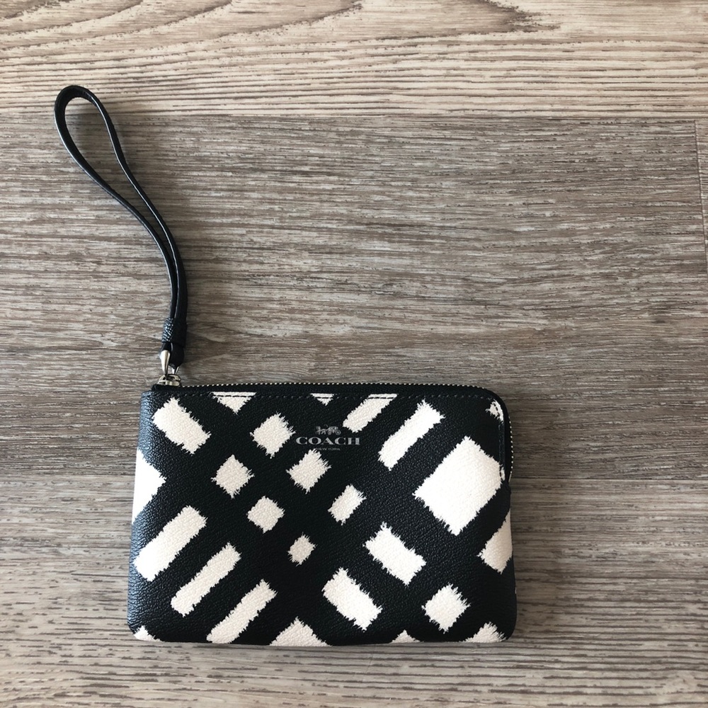Coach Leather corner zip wristlet